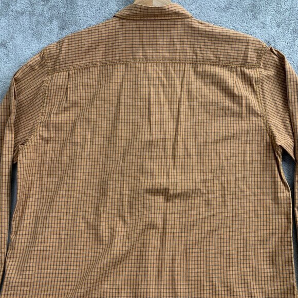 Stussy Shirt Mens Large Button Up Orange Long Sleeve Plaid Check Skater Pocket - Picture 10 of 10